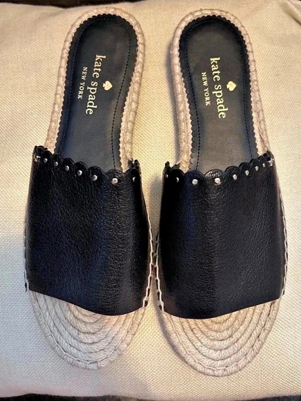 kate spade new york Gabriela Espadrille Slide Sandal Espadrille Slides Black &